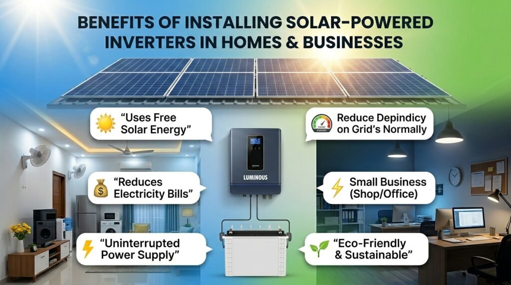 Benefits of Installing Solar-Powered Inverters in Homes & Businesses